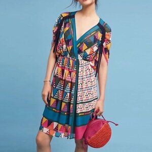 maeve x anthropologie // geo colorful print dress coverup 0